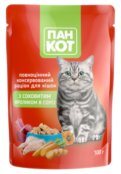 Пан Кіт Кролик в соусі 100 г, корм для кішок 141036 фото