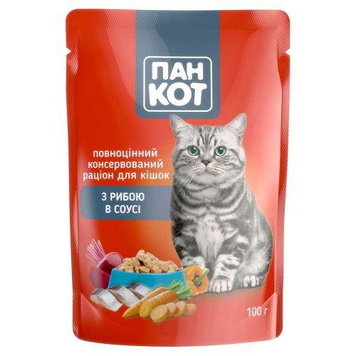 Пан Кіт Риба в соусі 100 г, корм для кішок 141043 фото