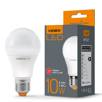 Лампа світлодіодна VIDEX A60e 10W E27 4100K 12-48V 10209 фото