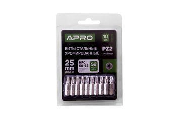 Набір біт APRO PZ2*25 мм хром (10 шт) 11249 фото