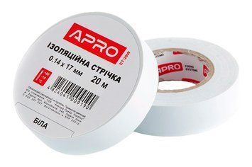 Стрічка ізоляційна Apro 10 м 17*0,14мм біла 14897 фото