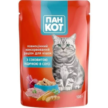 Пан Кіт Індичка в соусі 100 г, корм для кішок 11141005 фото