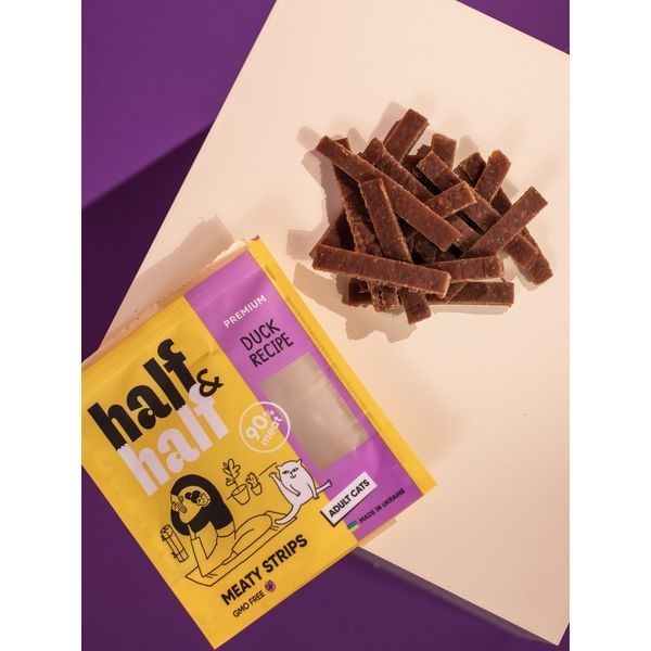 Ласощі Half & Half м'ясні смужечки для котів із качкою, 50 г 31847 фото