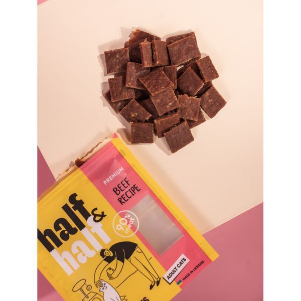 Ласощі Half & Half м'ясні шматочки для котів із яловичиною, 50 г 31861 фото