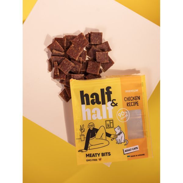 Ласощі Half & Half м'ясні шматочки для котів із куркою, 50 г 31854 Half фото