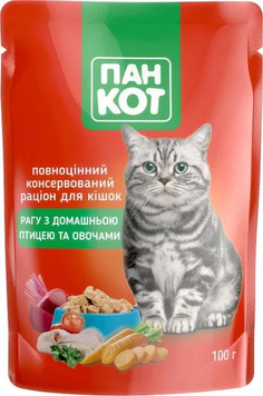 Пан Кіт Рагу з домашньою птицею та овочами 100 г, корм для кішок 141012 фото