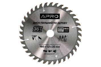Диск пильний по дереву APRO 160х20 мм, 36 зубів 14161 фото