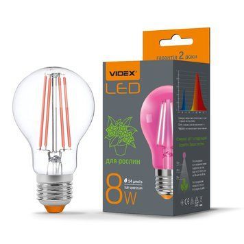 Фітолампа VIDEX LED Filament A60FF 08W E27 1200K 220V ( VL-A60FF-08271 ) 14513 фото