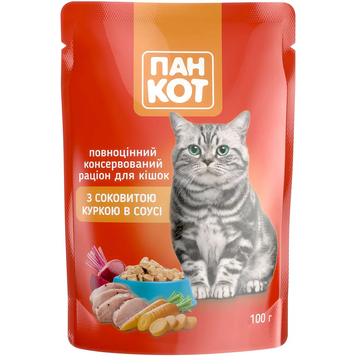 Пан Кіт Курка в соусі 100 г, корм для кішок 140985 фото