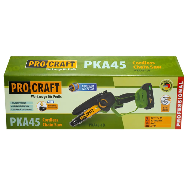 Пила ланцюгова акумуляторна Procraft PKA45 (1 АКБ, 1 ЗП, 2 шини, 2 ланцюги) 030450 фото